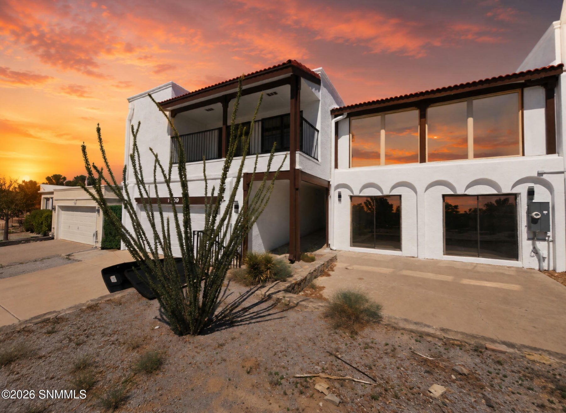 Exterior of 1409 Via Norte, a single family home in the Picacho Hills subdivision of Las Cruces, New Mexico.